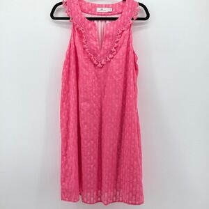 Vineyard Vines Womens Pink Pineapple Tassel Shift Dress Medium Sleeveless Boho
